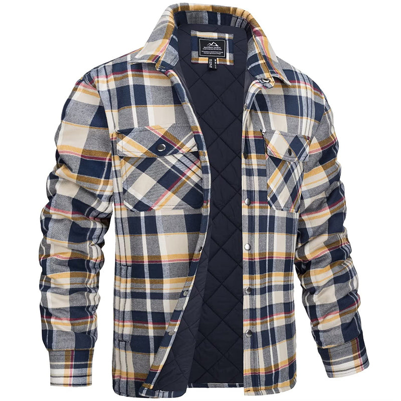 Kacob | Men's Quilted Lined Check Shirt Jacket – Plaid Shacket
