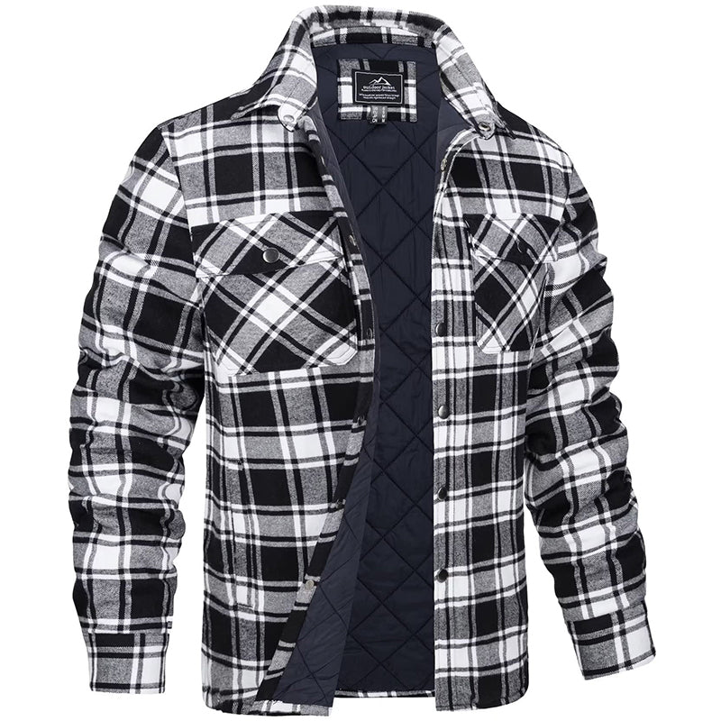 Kacob | Men's Quilted Lined Check Shirt Jacket – Plaid Shacket
