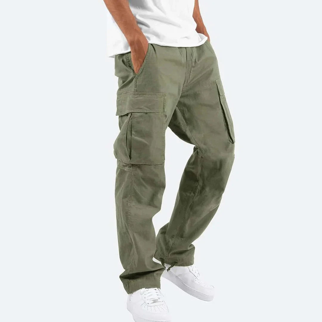 Men's Relaxed Fit Cargo Pants – Side Pocket Drawstring Cargo Trousers
