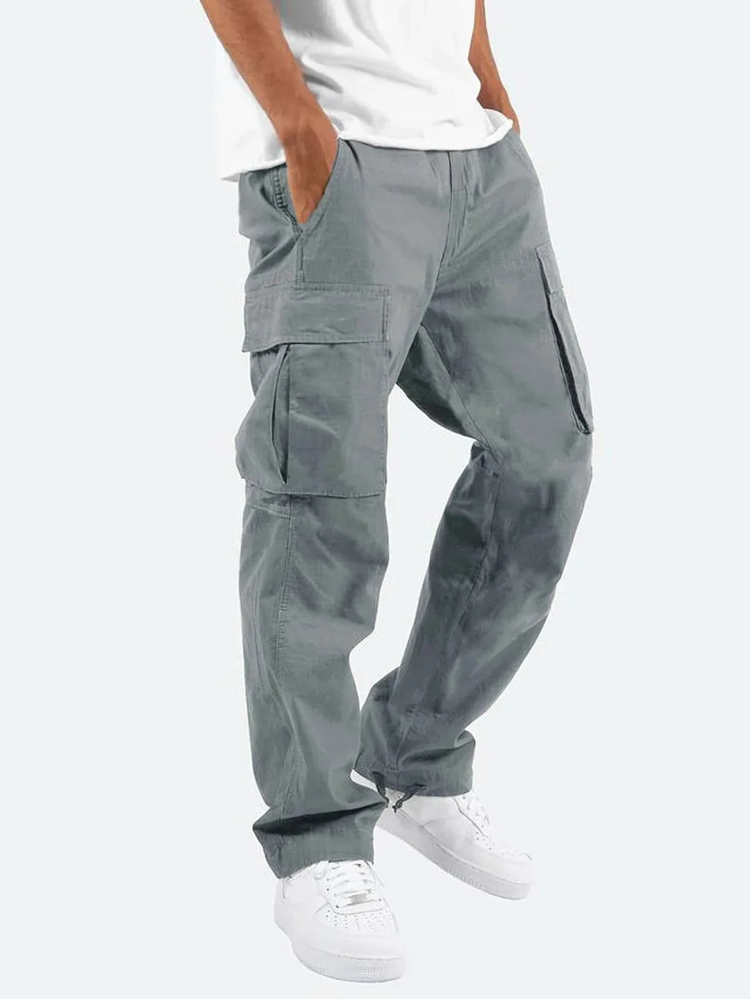 Men's Relaxed Fit Cargo Pants – Side Pocket Drawstring Cargo Trousers