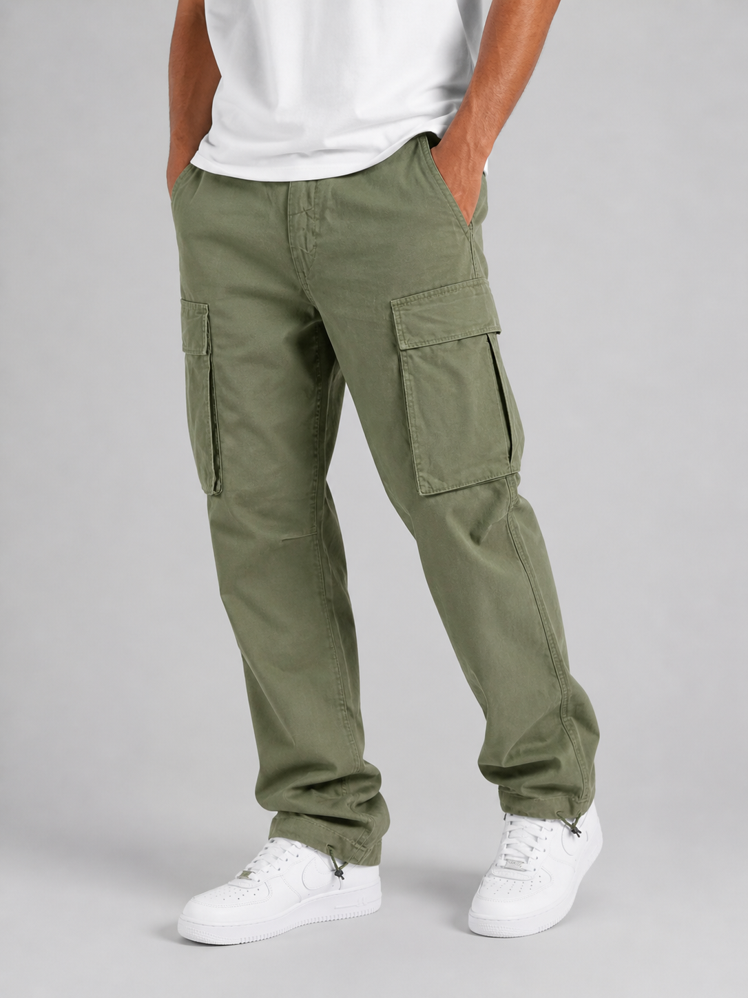 Kacob | Men's Relaxed Fit Cargo Trousers – Straight Leg Utility Trousers