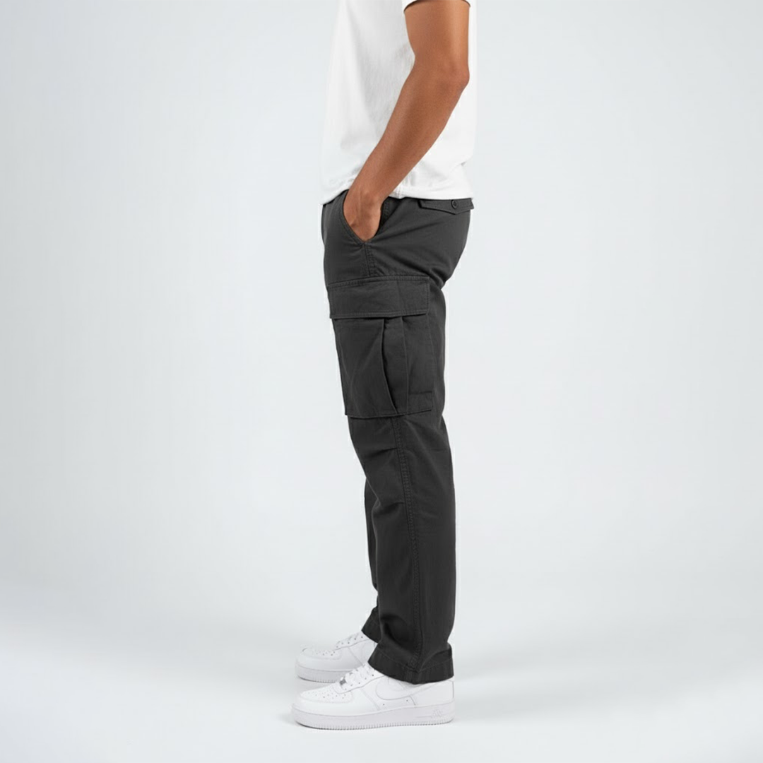Kacob | Men's Relaxed Fit Cargo Trousers – Utility Side Pocket Trousers