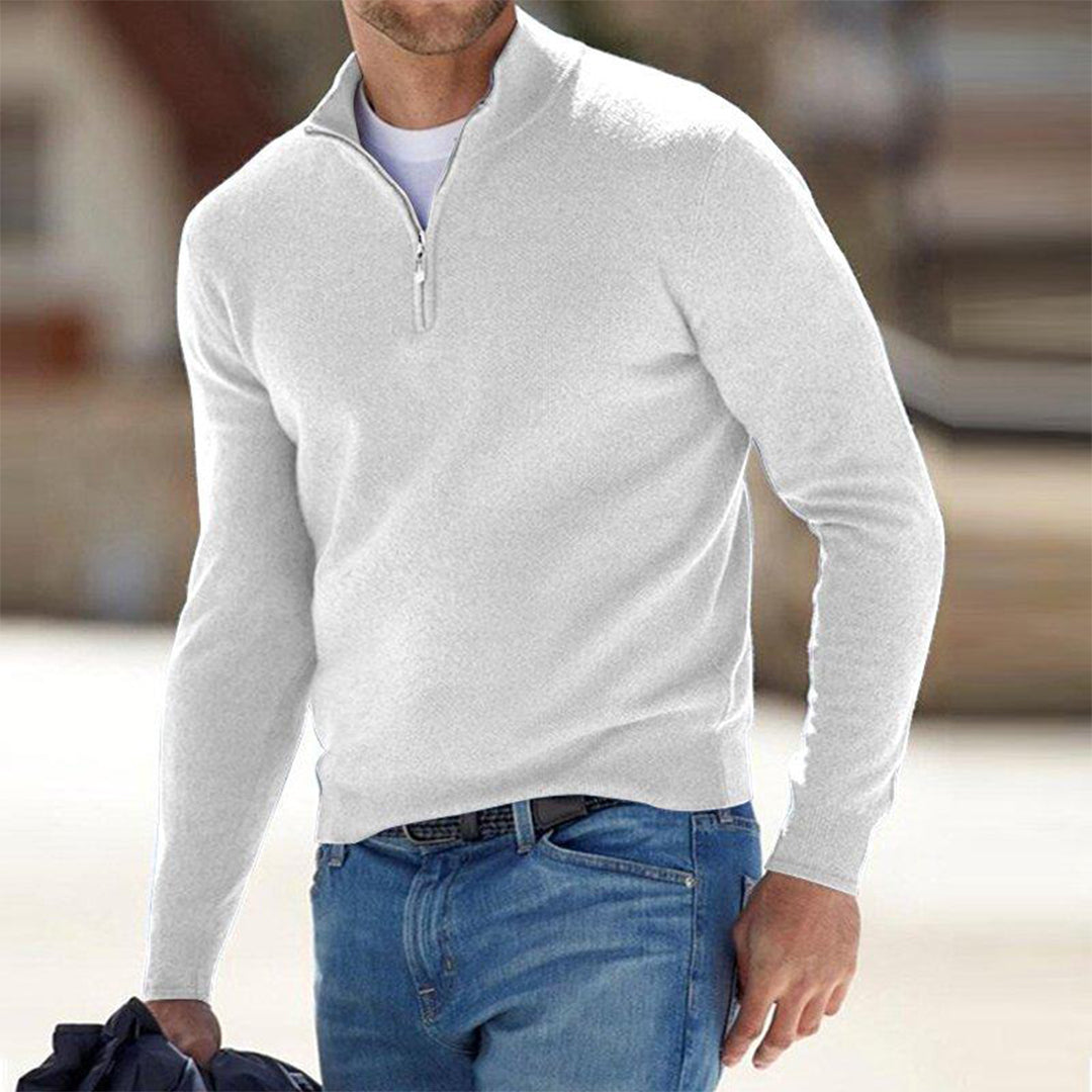 Kacob | Men's Relaxed Fit Zip Neck Jumper – Casual Quarter Zip Knit