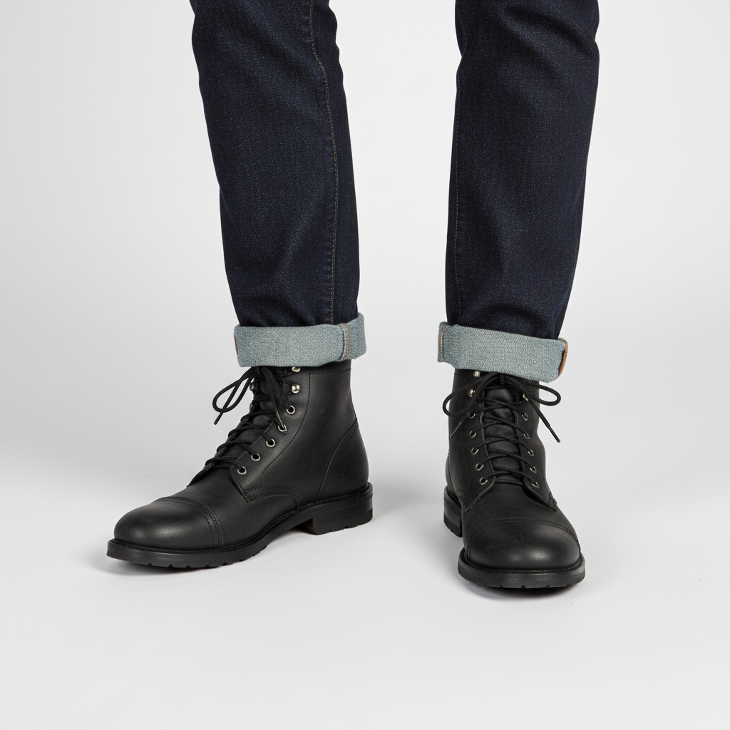 Men's Retro Cap Toe Lace-Up Ankle Boots
