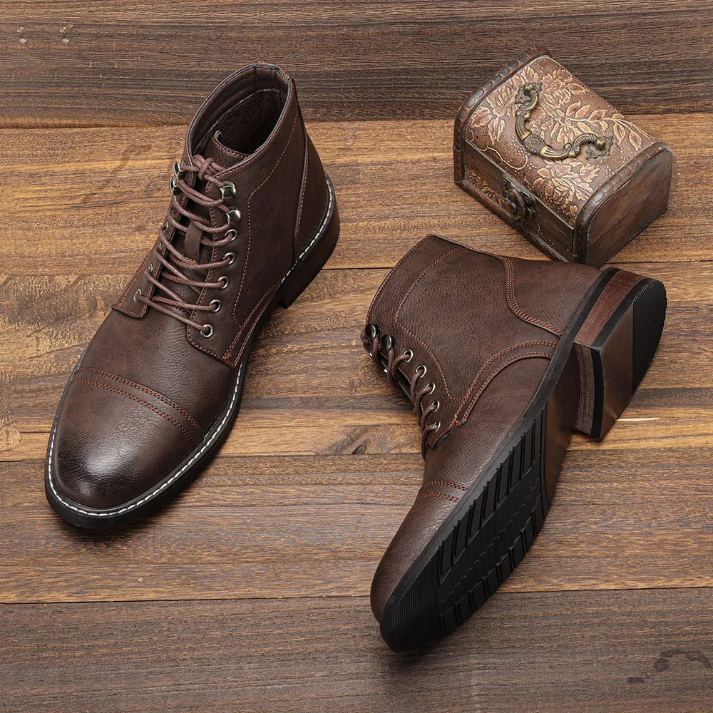 Kacob | Men's Retro Derby Boots – Lace Up Smart Ankle Boots