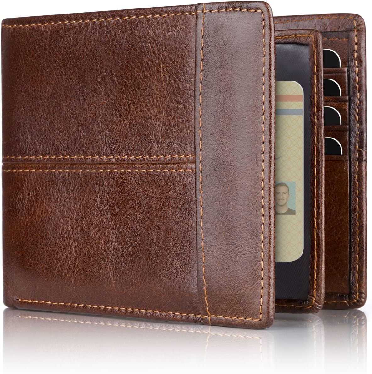 Men's RFID Blocking Faux Leather Bifold Wallet