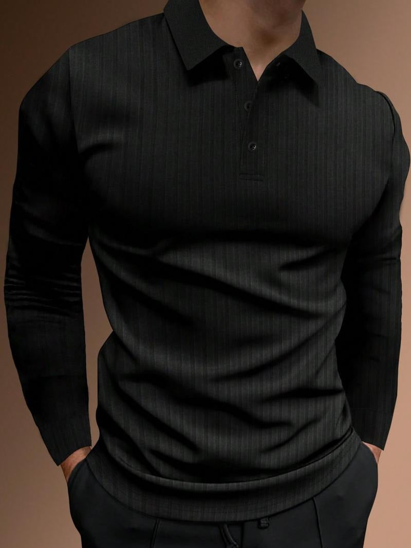 Kacob | Men's Ribbed Polo Shirt – Slim Fit Long Sleeve Knit Polo