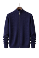 Kacob | Men's Ribbed Quarter Zip High Neck Knitted Jumper
