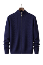 Men's Ribbed Quarter Zip High Neck Knitted Jumper