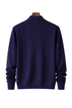 Men's Ribbed Quarter Zip High Neck Knitted Jumper