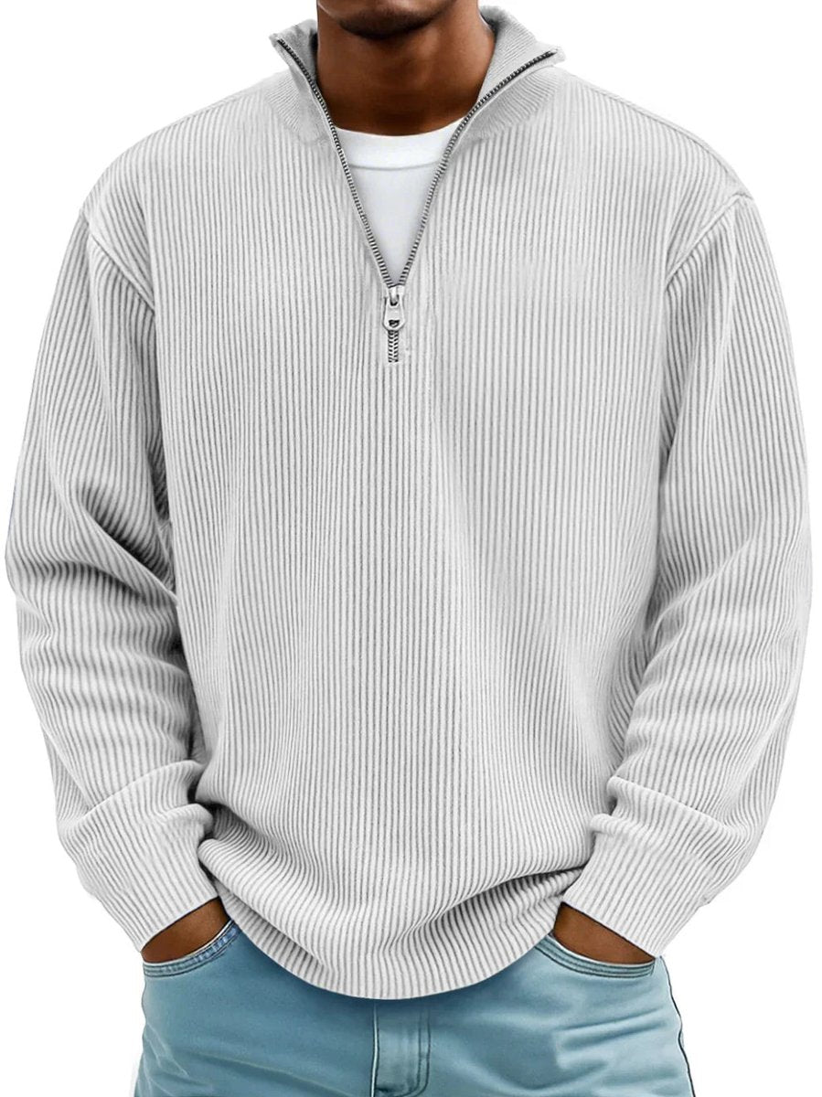 Kacob | Men's Ribbed Quarter Zip Jumper – Relaxed Fit Half Zip Pullover
