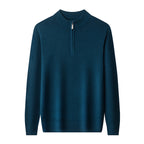 Men's Ribbed Quarter Zip Mock Neck Knitted Jumper