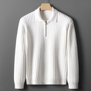Kacob | Men's Ribbed Zip Collar Knitted Polo Jumper