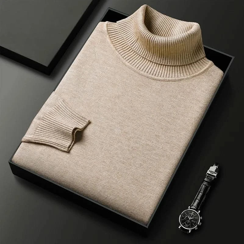 Kacob | Men's Roll Neck Jumper – Classic Knitted Polo Neck Sweater