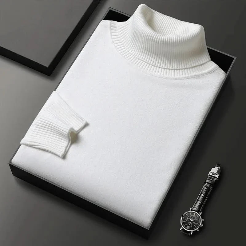 Kacob | Men's Roll Neck Jumper – Classic Knitted Polo Neck Sweater