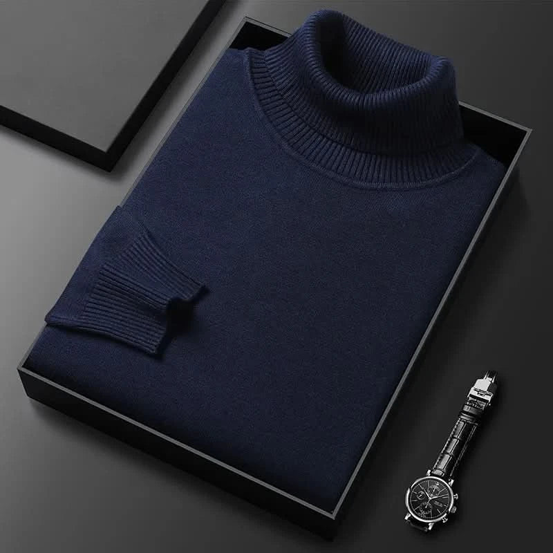 Kacob | Men's Roll Neck Jumper – Classic Knitted Polo Neck Sweater
