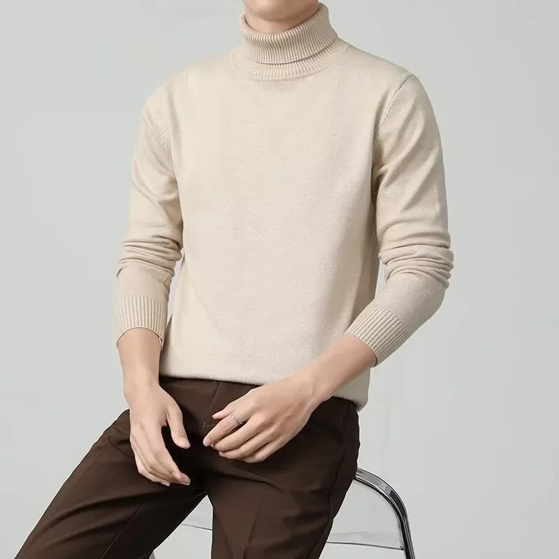 Men's Roll Neck Knitted Jumper – Fitted Turtleneck Knit