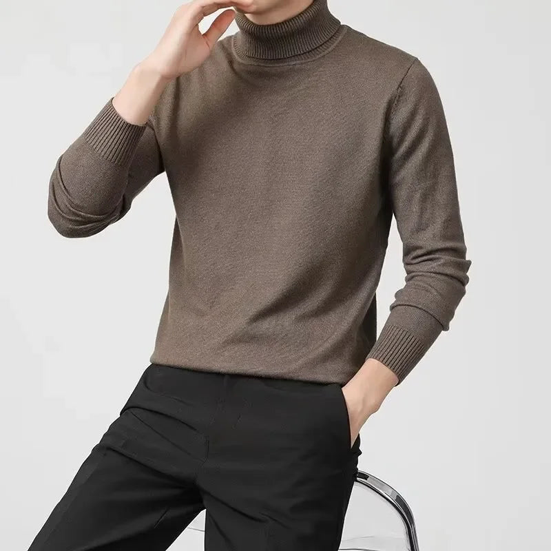 Men's Roll Neck Knitted Jumper – Fitted Turtleneck Knit