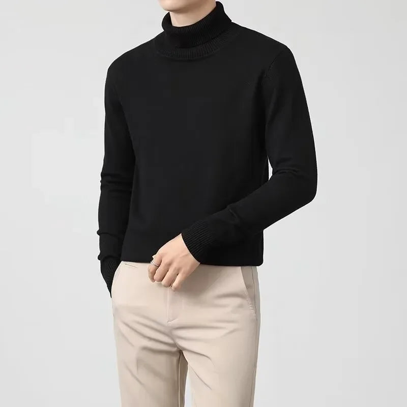 Men's Roll Neck Knitted Jumper – Fitted Turtleneck Knit