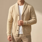 Men's Shawl Collar Knitted Cardigan – Chunky Button Up Cardigan