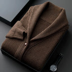 Men's Shawl Collar Knitted Cardigan – Chunky Button Up Cardigan