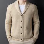 Men's Shawl Collar Knitted Cardigan – Chunky Button Up Cardigan