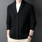 Men's Shawl Collar Knitted Cardigan – Chunky Button Up Cardigan