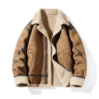 Men's Shearling Aviator Jacket – Suede-Finish Contrast Trim Jacket