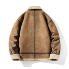 Men's Shearling Aviator Jacket – Suede-Finish Contrast Trim Jacket