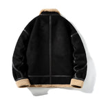Men's Shearling Aviator Jacket – Suede-Finish Contrast Trim Jacket