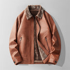 Men's Shearling Lined Bomber Jacket – Smooth Finish Zip-Up Winter Bomber