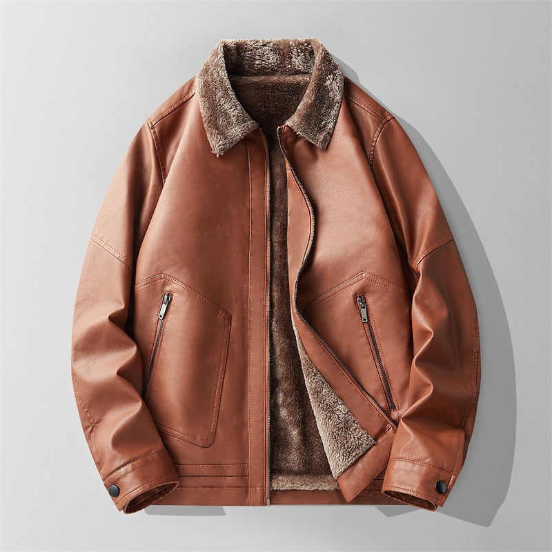 Men's Shearling Lined Bomber Jacket – Smooth Finish Zip-Up Winter Bomber