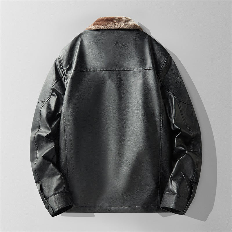 Men's Shearling Lined Bomber Jacket – Smooth Finish Zip-Up Winter Bomber