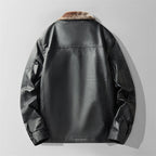 Men's Shearling Lined Bomber Jacket – Smooth Finish Zip-Up Winter Bomber