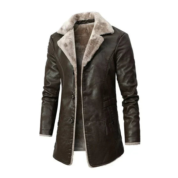 Kacob | Men's Sherpa Collar Coat – Mid-Length Button Up Winter Coat