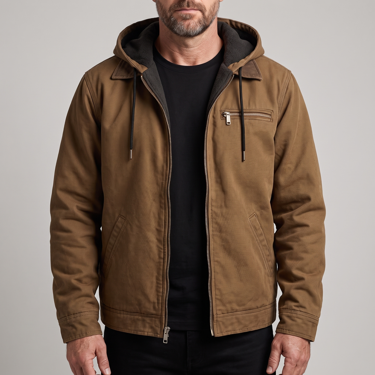 Kacob | Men's Sherpa Lined Hooded Jacket – Rugged Workwear Winter Jacket
