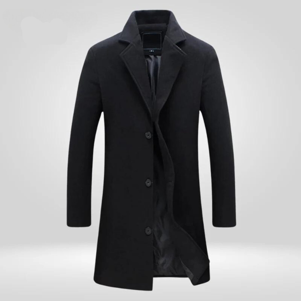 Kacob | Men's Single Breasted Long Coat – Knee Length Notch Lapel Overcoat