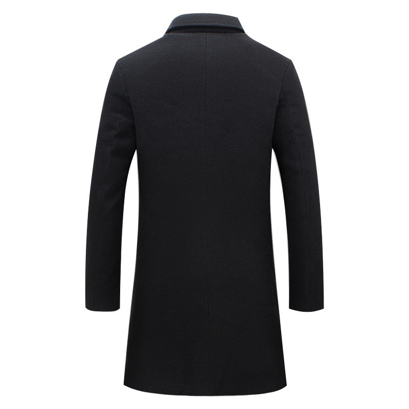 Men's Single-Breasted Overcoat – Notch Lapel Mid-Length Smart Winter Coat