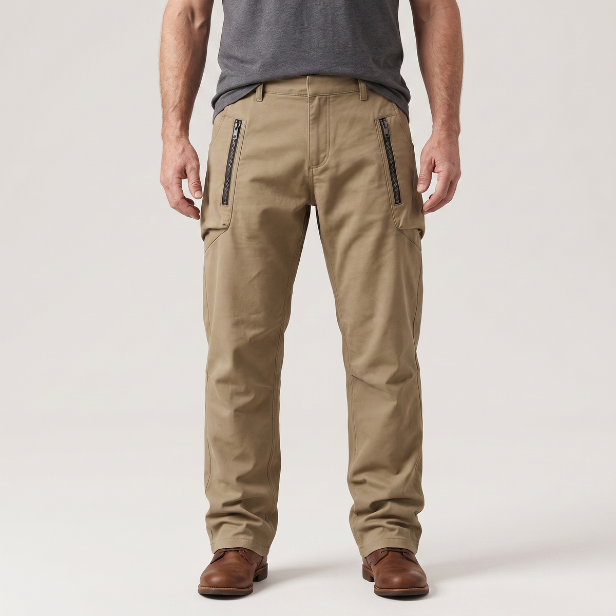 Kacob | Men's Slim Fit Cargo Trousers – Zip Pocket Utility Trousers