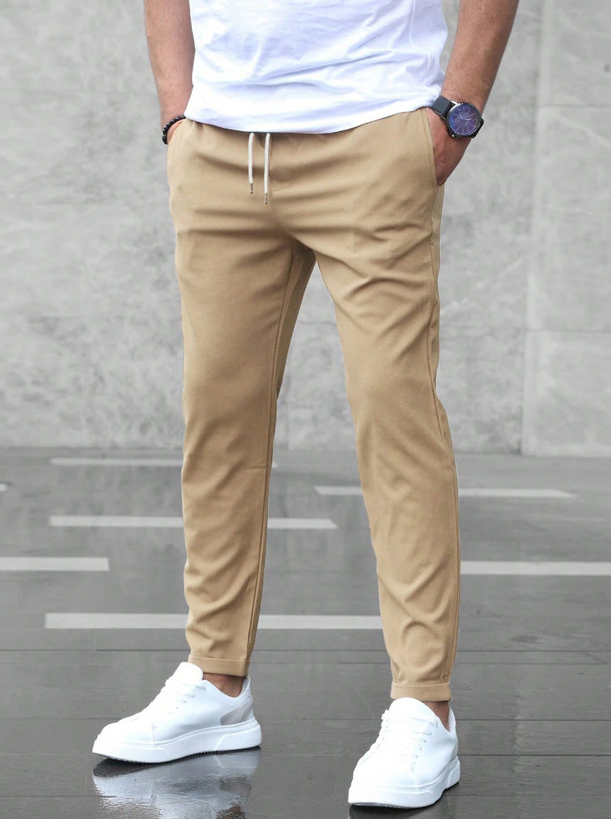 Kacob | Men's Slim Fit Chino Joggers – Drawstring Smart Casual Trousers