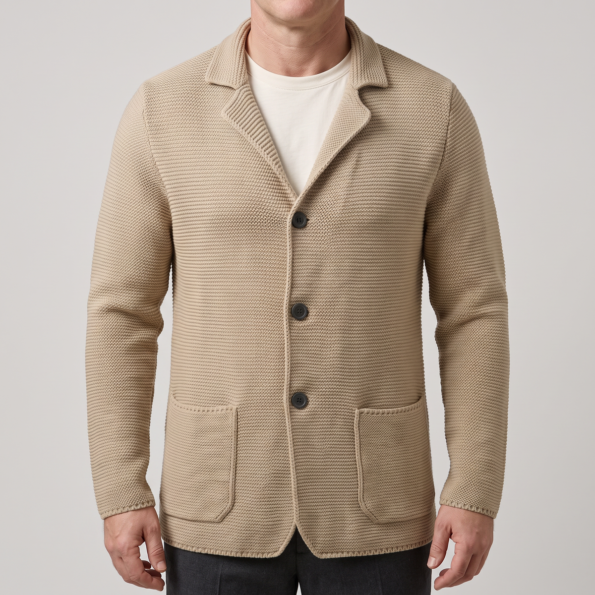 Kacob | Men's Slim Fit Collared Knitted Cardigan – Button Front Mens Cardigan