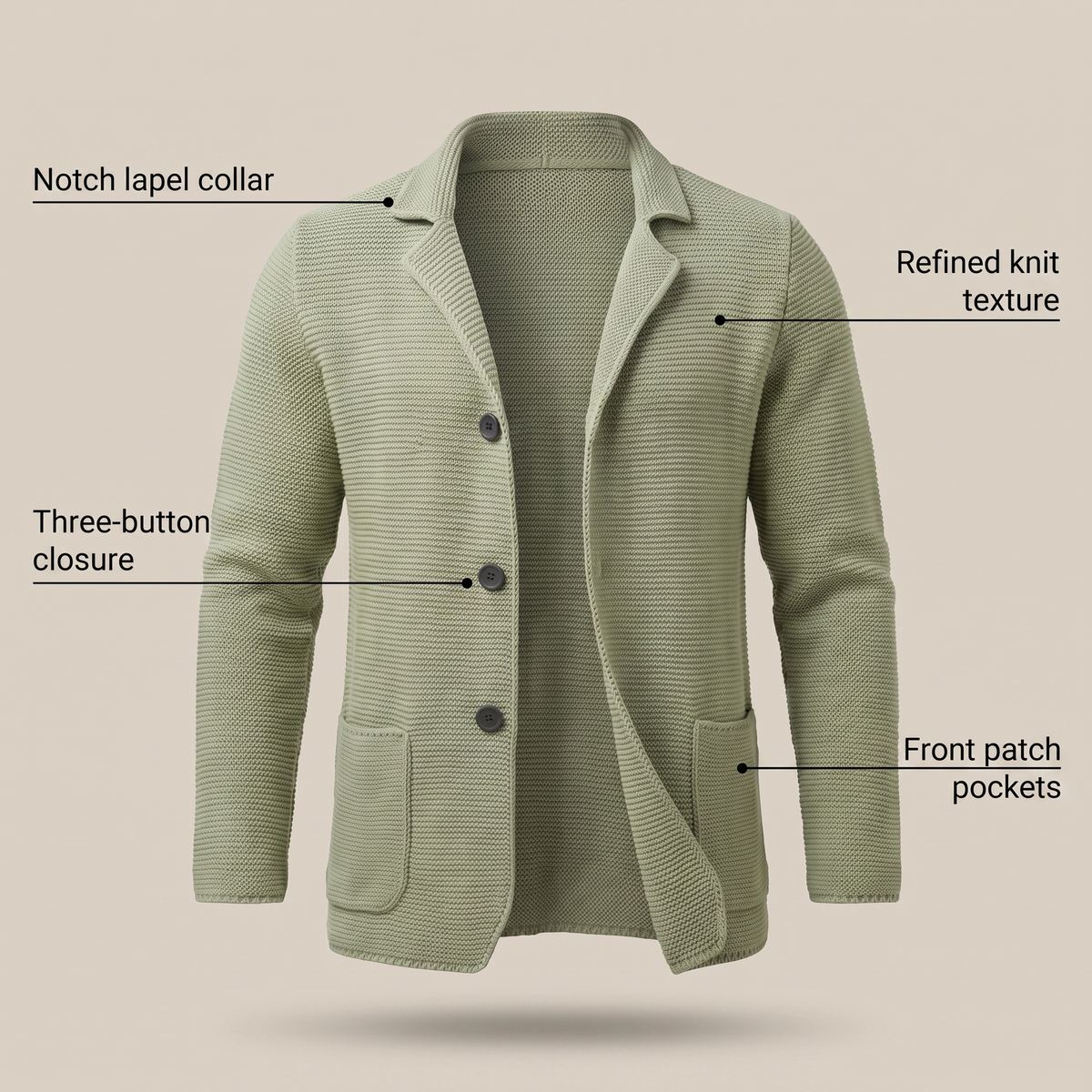 Kacob | Men's Slim Fit Collared Knitted Cardigan – Button Front Mens Cardigan