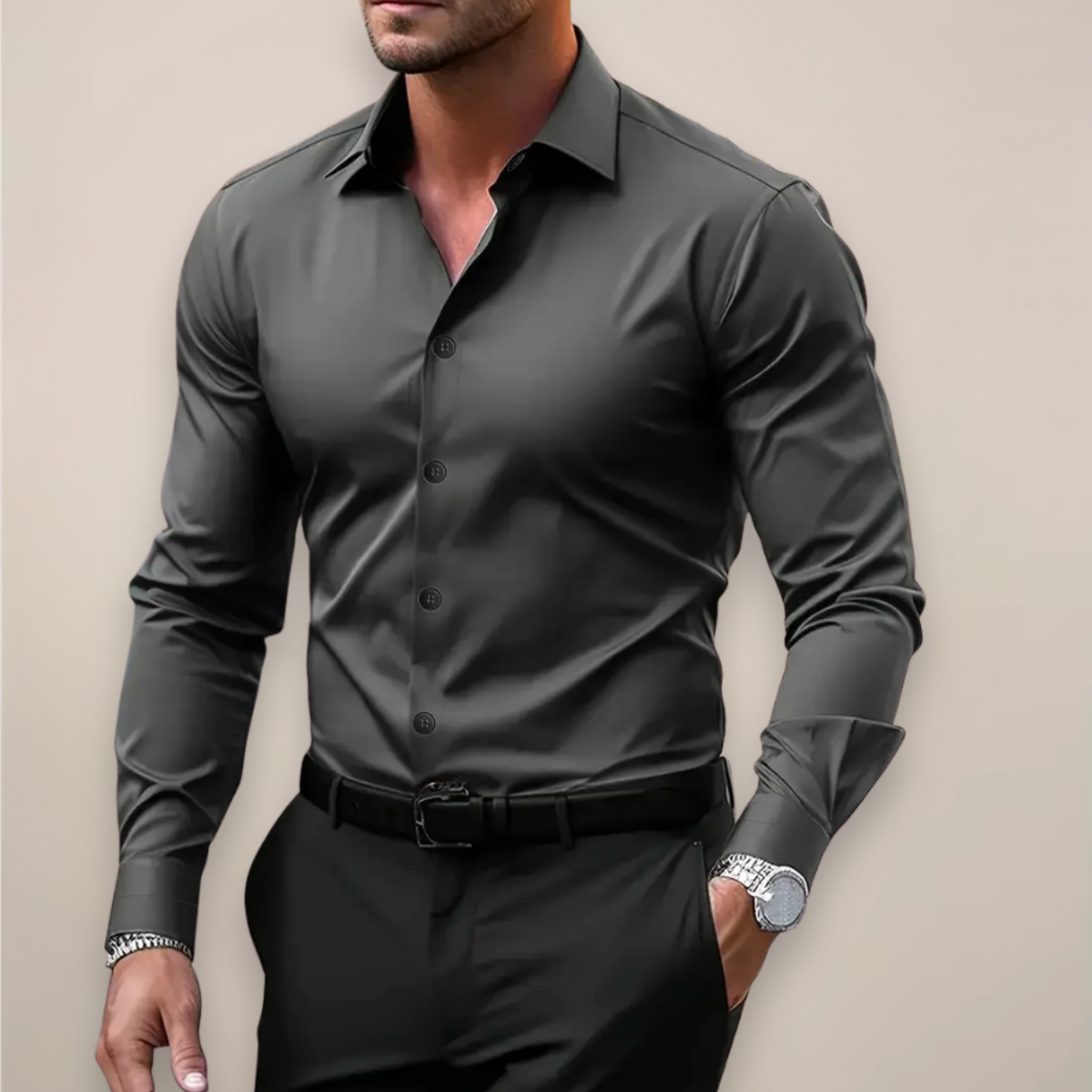 Kacob | Men's Slim Fit Dress Shirt – Long Sleeve Formal Button Up Shirt