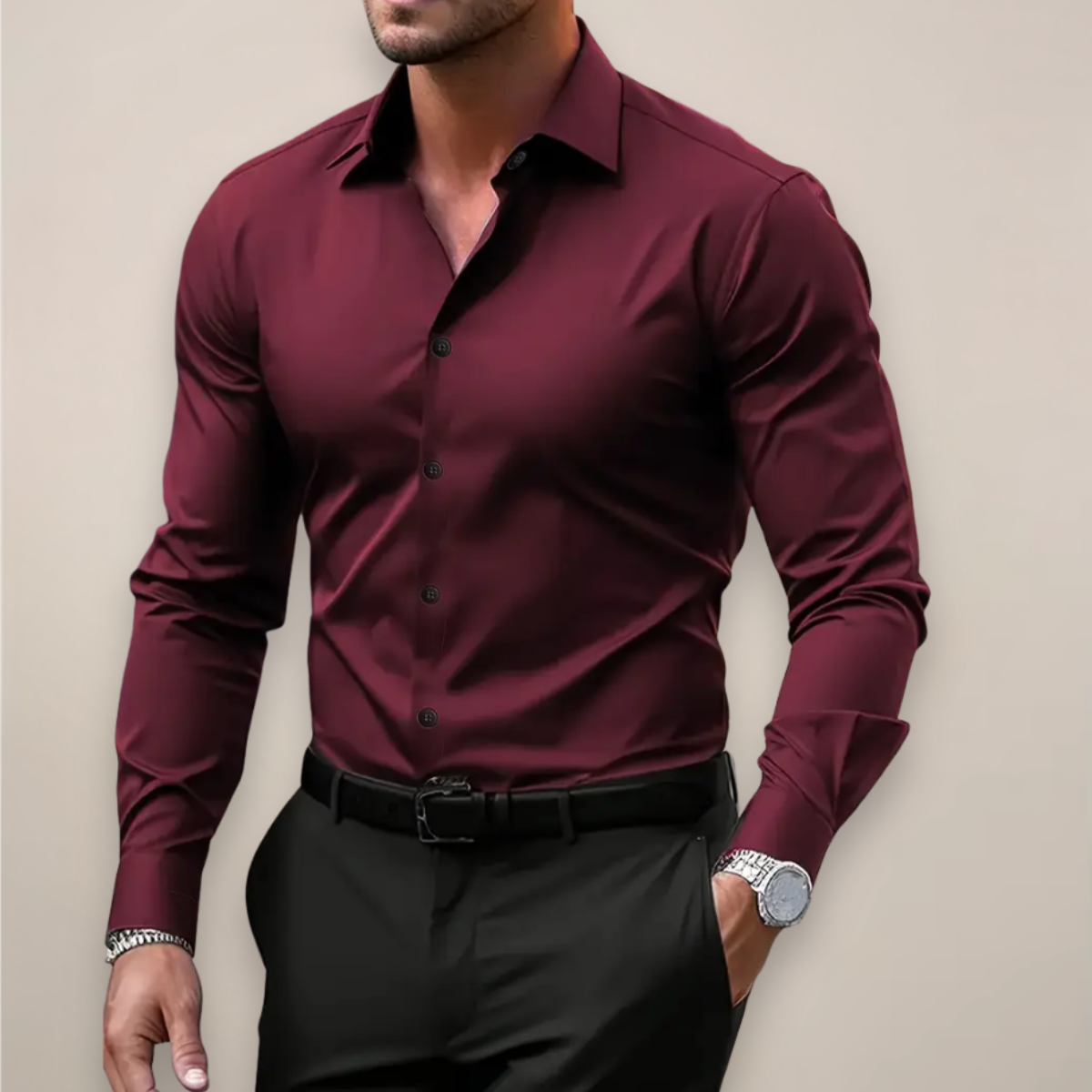 Kacob | Men's Slim Fit Dress Shirt – Long Sleeve Formal Button Up Shirt