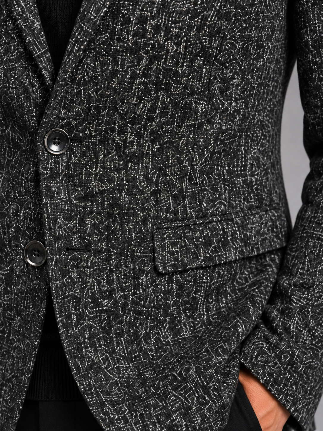 Kacob | Men's Slim Fit Marl Textured Blazer – Notch Lapel Smart Casual Jacket
