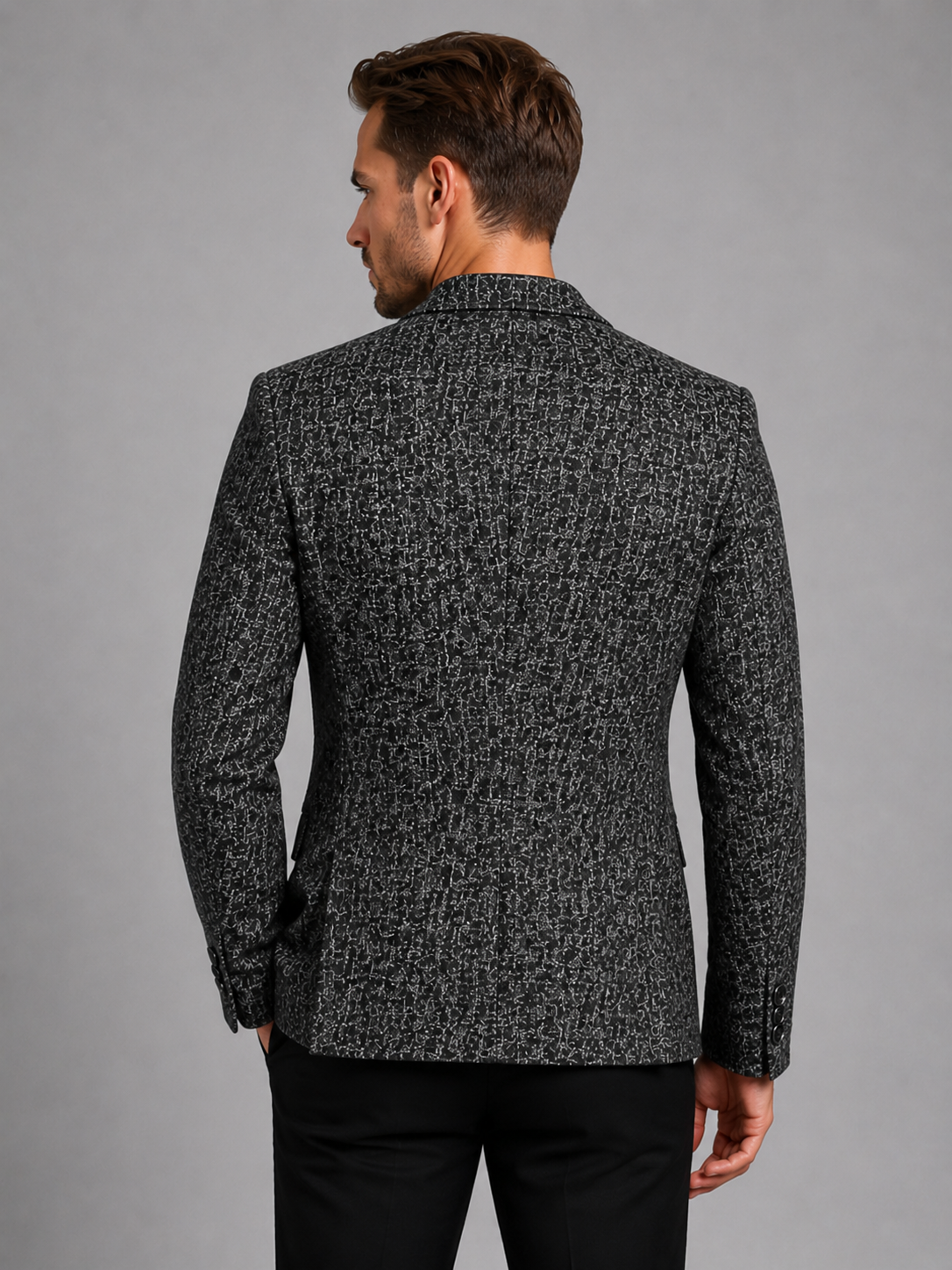 Kacob | Men's Slim Fit Marl Textured Blazer – Notch Lapel Smart Casual Jacket