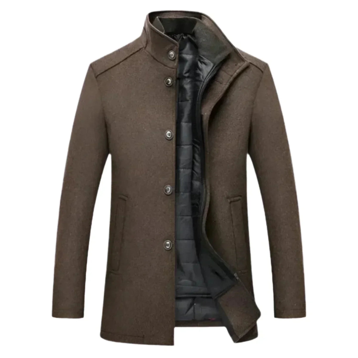 Kacob | Men's Stand Collar Coat – Layered Bib Tailored Winter Coat