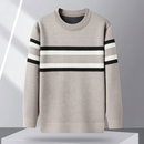 Kacob | Men's Striped Crew Neck Knitted Jumper – Contrast Stripe Knit
