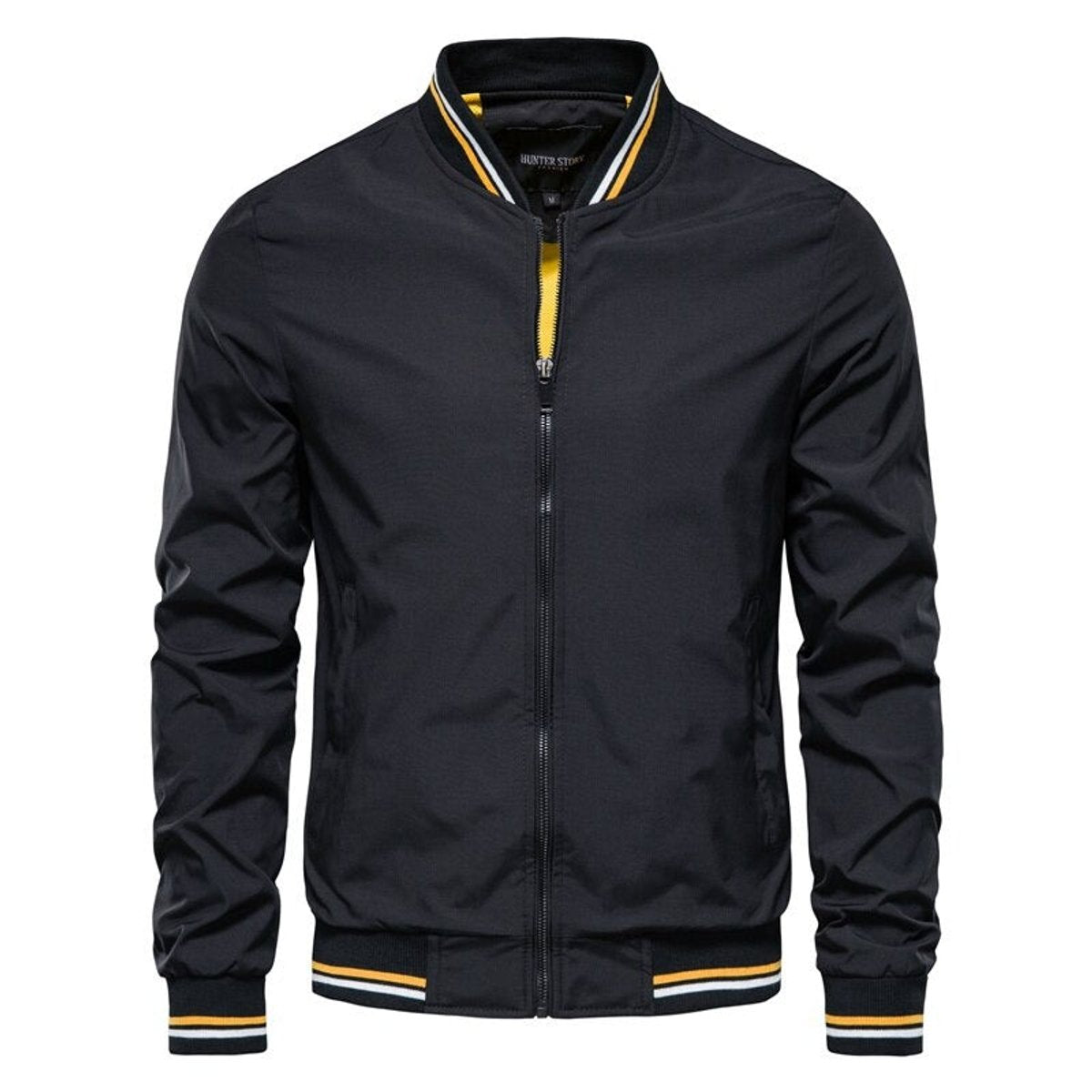 Kacob | Men's Striped Rib Trim Bomber Jacket – Zip Up Varsity Style Jacket