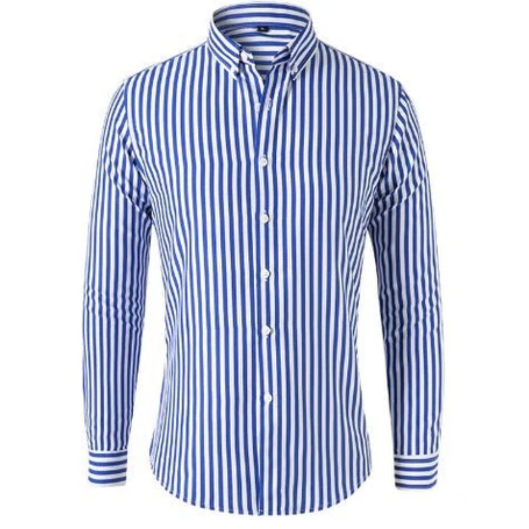 Kacob | Men's Striped Shirt – Button Down Collar Long Sleeve Oxford Shirt
